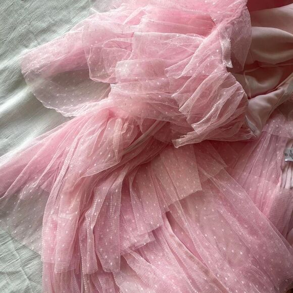 Fun & Flirty Pink tiered tool maxi dress with halter tie - Picture 6 of 6